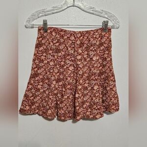American Eagle Floral Skirt – Size S – Boho Maroon Print